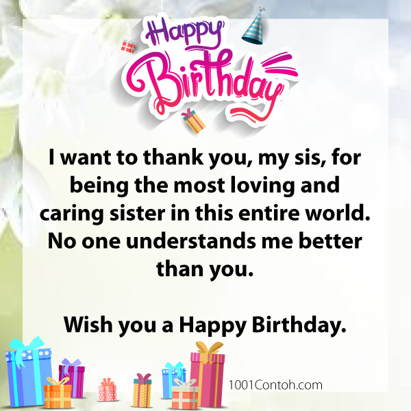 1001 Card and Images - Wish Happy Birthday Sister - 1001 Contoh